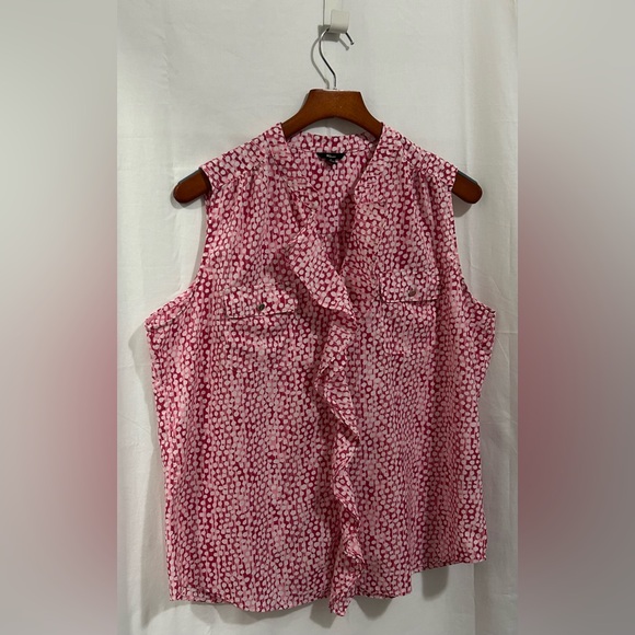 Milano - Sleeveless Pink Patterned Ruffle Blouse - Picture 2 of 11